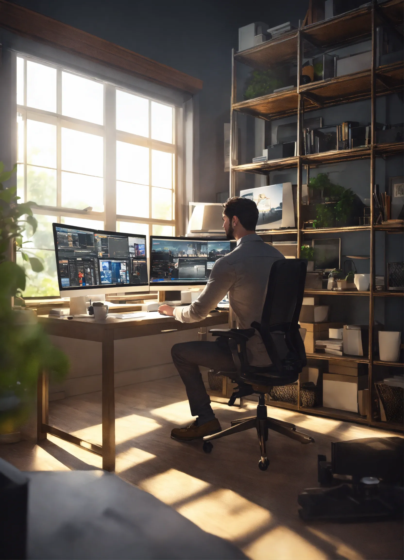 Adjustable standing desk with wooden finish